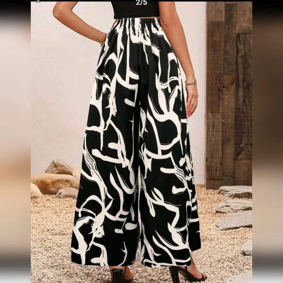 Women High Waist Printed Wide-Leg Loose Long Pants - Picture 2 of 4